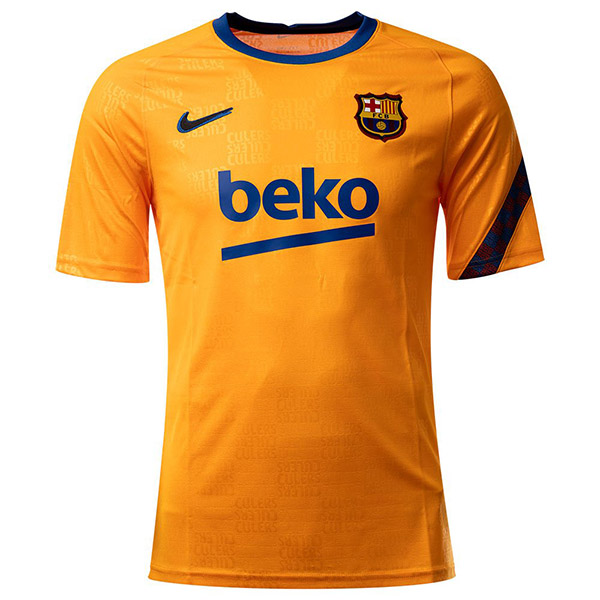 Barcelona pre-match training soccer jersey men's yellow sportswear football top shirt 2022-2023